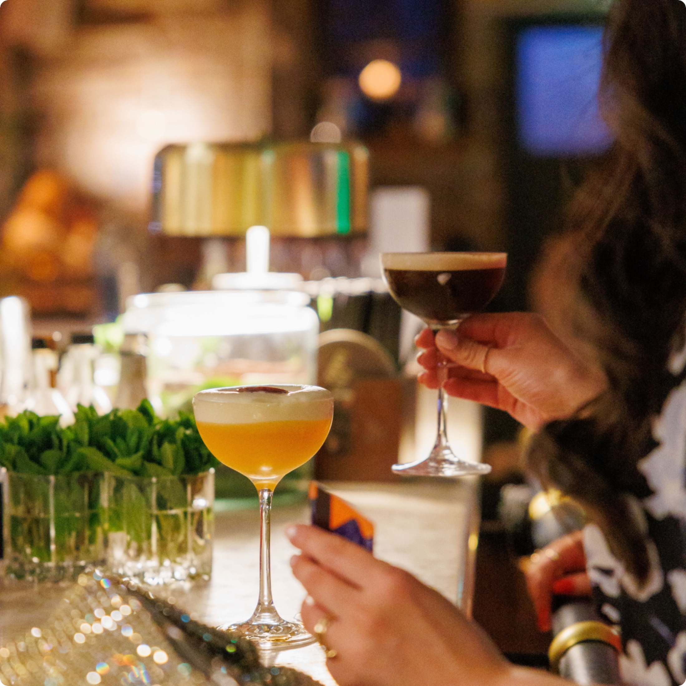 A dish and drinks on the table