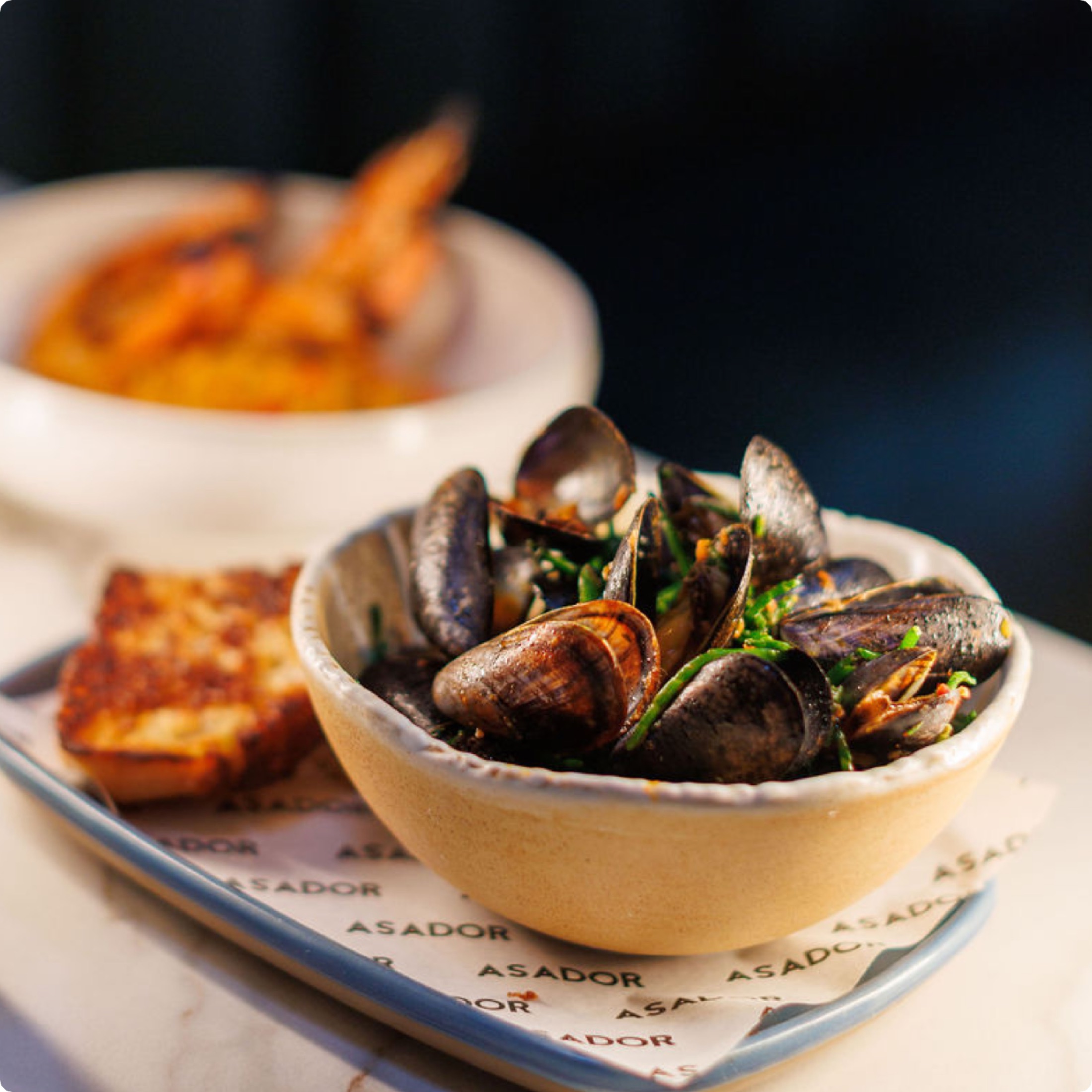 Small plates on the table